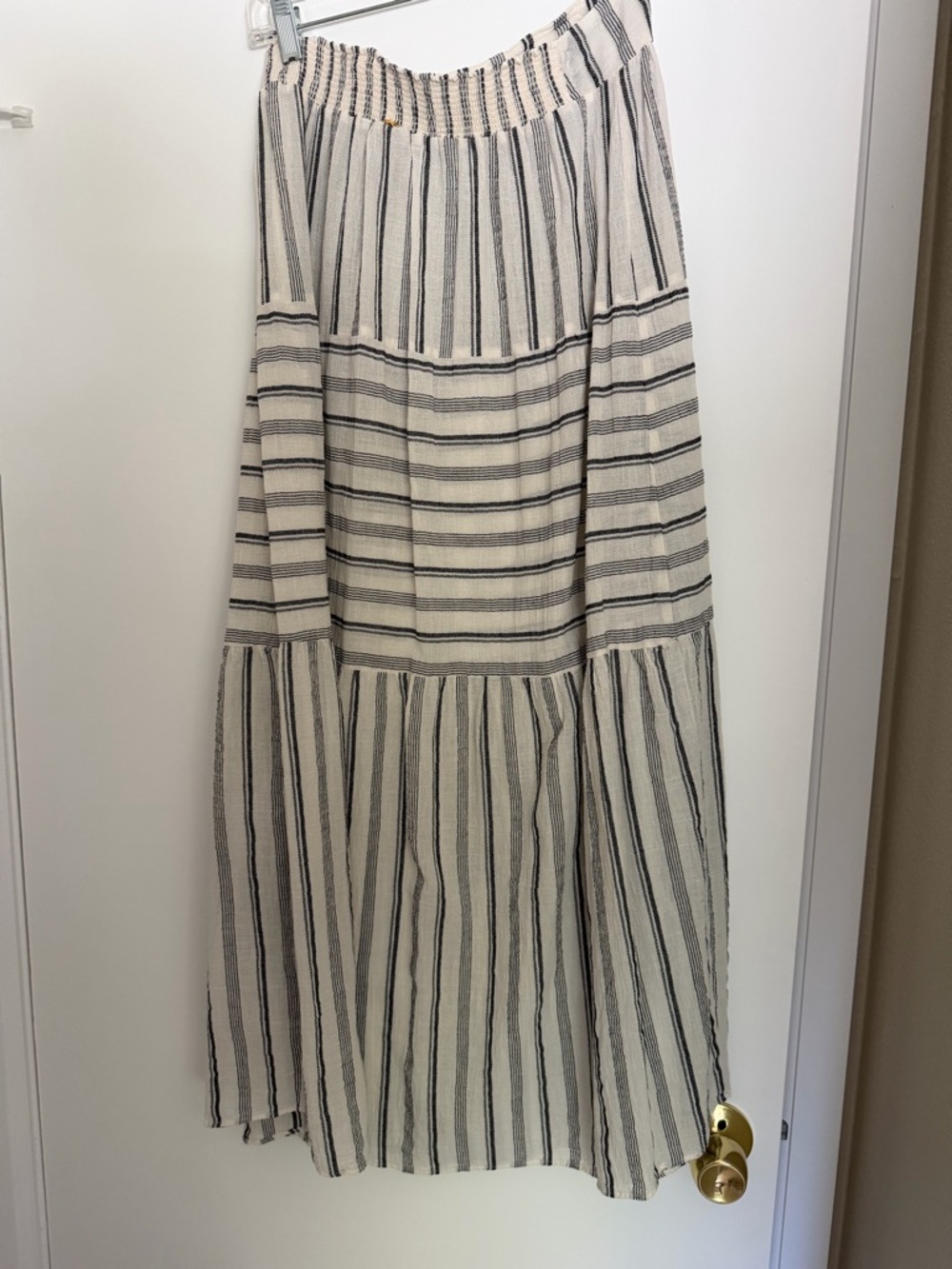 Pilyq Cream Maxi Skirt with Black Stripes